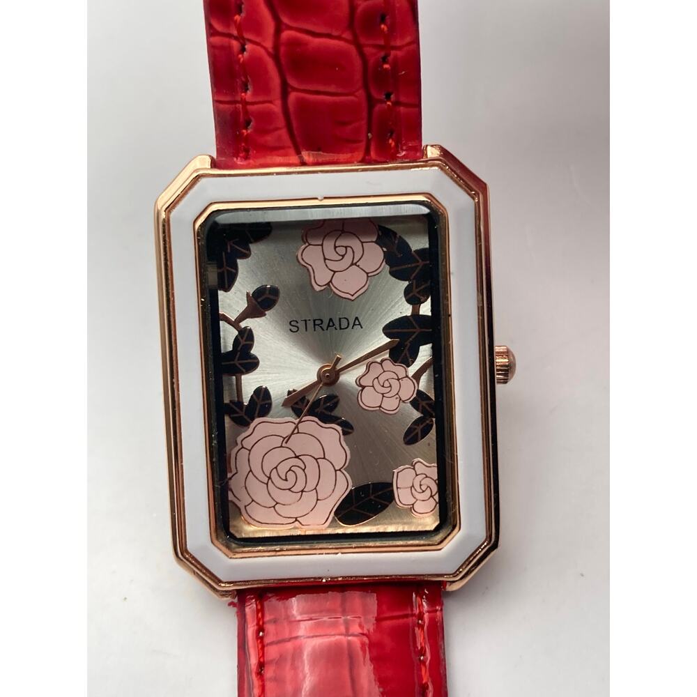 Strada Pink Rose Women's Watch 29mm - New Battery - Adjustable Red Band - Picture 5 of 10